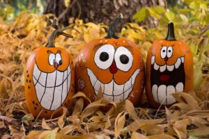 3 Painted Pumpkins