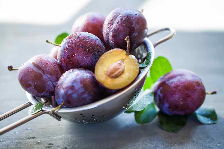 Plums on a table