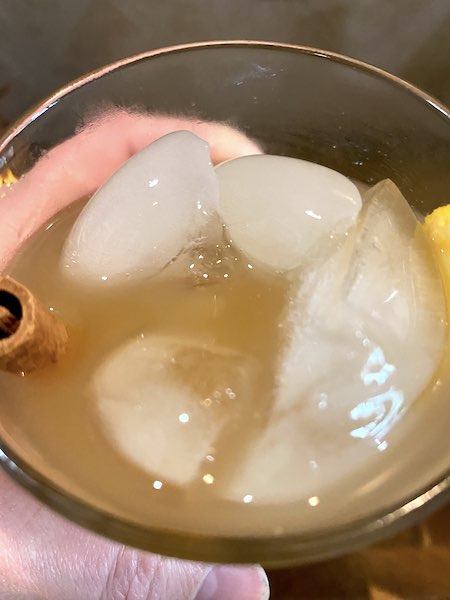 Enjoying a cocktail.