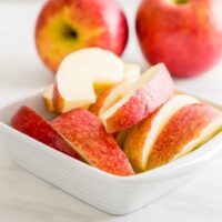 Small bowl of fresh apple slices.