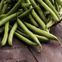 Closeup of long green beans.